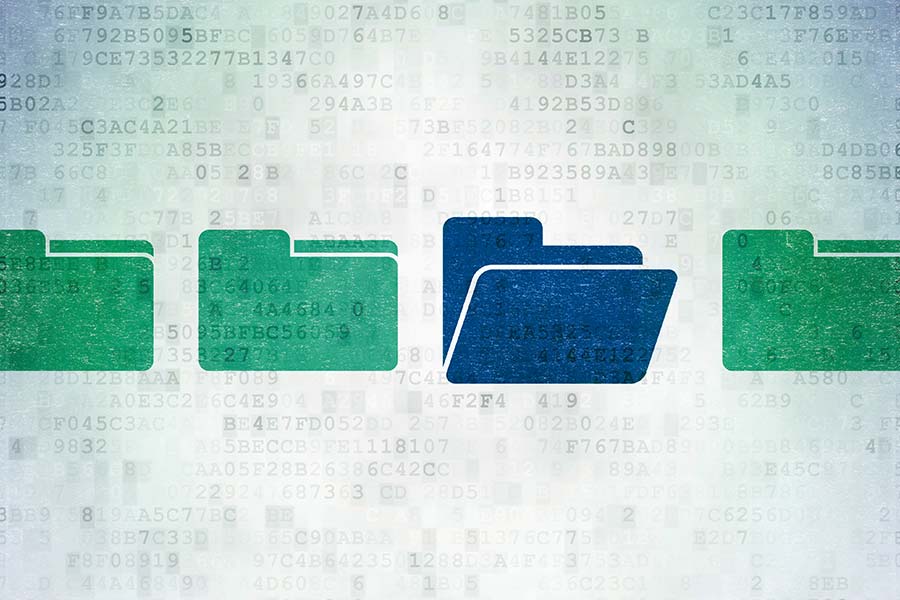 Das Bild zeigt mehrere Symbole digitale Ordner in einer Reihe.